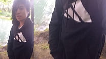 Asian gay twink masturbates, precum comes out of his erect penis, sexy guy ejaculates cum outdoors in rainy weather and birdsong by the river Jon Arteen shoots a gay porn video for fans who love handsome twink Asian boys The young guy masturbates pen